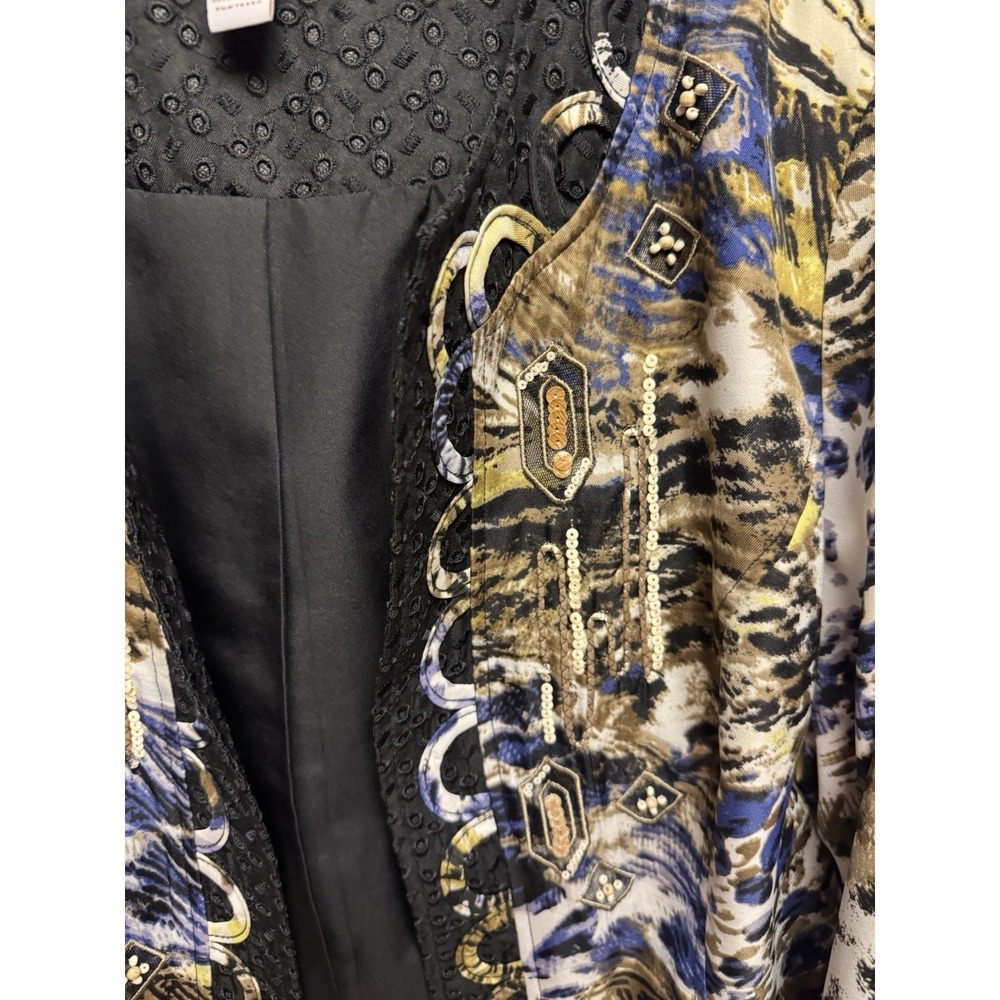 Chico's Women's Open Front Cardigan Blazer Animal Print Beads Sequin Size 3 - Picture 5 of 15